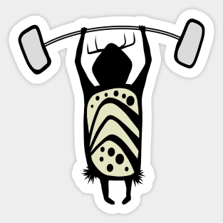 Cute Power Lifter Cave Person Sticker